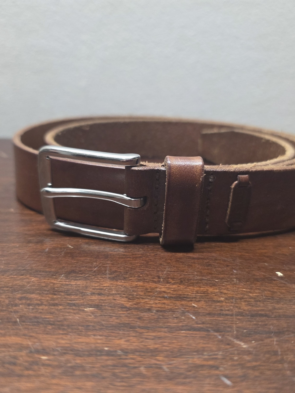 Polo by Ralph Lauren Brown Leather Men's Belt with Silver Buckle